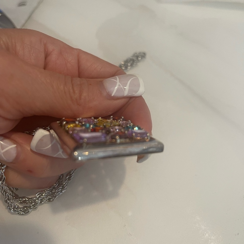 Beautiful Multicolored, Gemstone Square Pendant W… - image 7